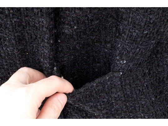 Giorgio Armani Striking Black Sequinned Enhanced Double Breasted Blazer, Size 44