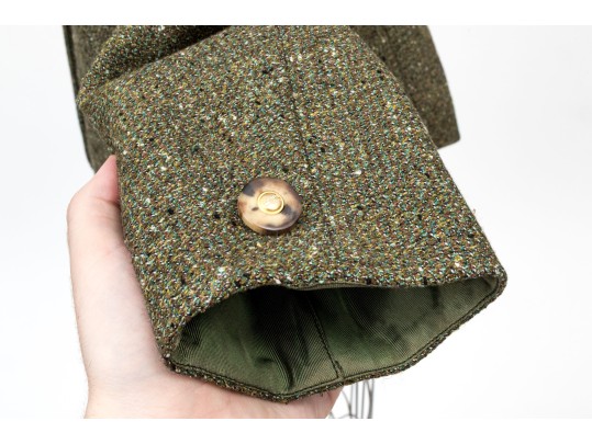 Escada Elements Green Tone Wool Button Front Blazer, Size 40