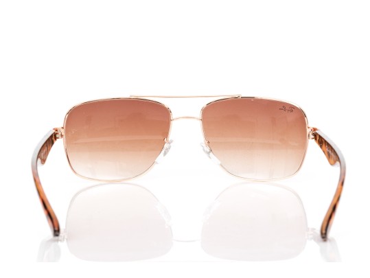 Ray-Ban Brown Tortoise Pattern And Rose Metallic Trimmed Sunglasses