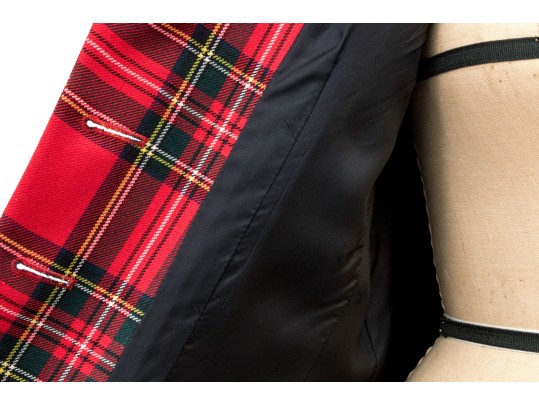 Escada By Margaretha Ley Fun Vintage Red Plaid Button Front Blazer, Size 40