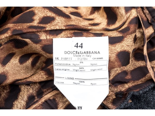 Dolce & Gabbana Classic Grey Tweed Skirt, Slze 44