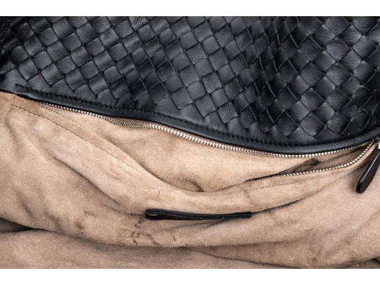 Bottega Veneta Fabulous Ultra Large Black Woven Leather Tote Bag, With Mirror