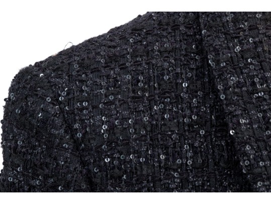 Giorgio Armani Striking Black Sequinned Enhanced Double Breasted Blazer, Size 44