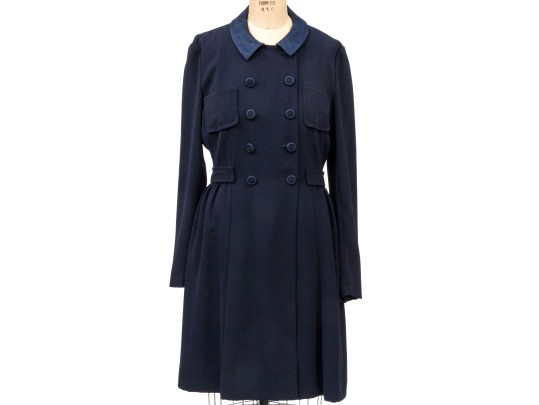 Razooks Soir Noir By Angelica Rueggeberg Blue Double Breasted Coat Dress, Size 38