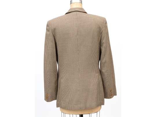 Giorgio Armani Classico Tan And Brown Houndstooth Three Button Blazer, No Size Tag