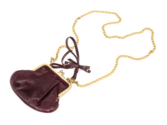 Giorgio Armani Lovely Burgundy Top Handled And Chain Motif Shoulder Purse