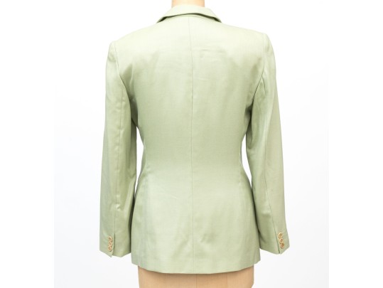 Giorgio Armani Classico Green Cashmere And Silk Three Button Blazer, Size 40