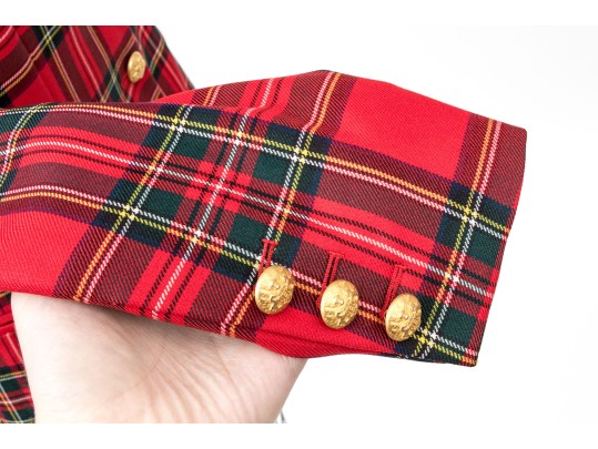 Escada By Margaretha Ley Fun Vintage Red Plaid Button Front Blazer, Size 40