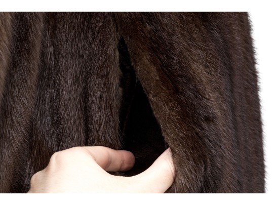 B. Altman Beautiful Vintage Collared Long Brown Mink Fur Coat, With Pockets