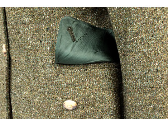 Escada Elements Green Tone Wool Button Front Blazer, Size 40