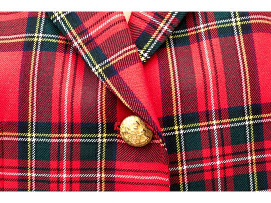 Escada By Margaretha Ley Fun Vintage Red Plaid Button Front Blazer, Size 40