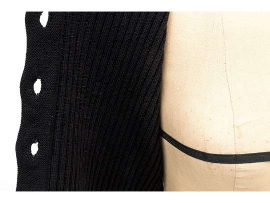 Giorgio Armani Le Collezioni Vintage Black Ribbed Button Front Sweater, Size 10