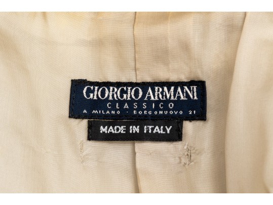 Giorgio Armani Classico Tan And Brown Houndstooth Three Button Blazer, No Size Tag