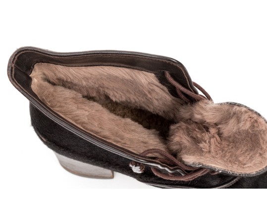 WSteiger Fun Pony Hair Lace Up Style Ankle Boots, Size 40