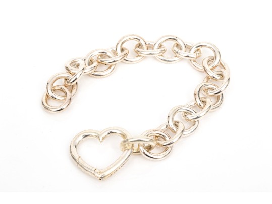 Tiffany & Co. Sterling Silver Chunky Link Bracelet With Heart Form Clasp