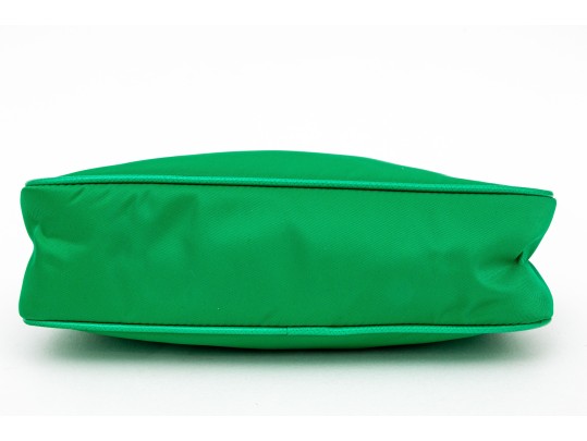 Prada Re-Edition 2005 Green Nylon Shoulder Bag With Logo Strap & Mini Pouch