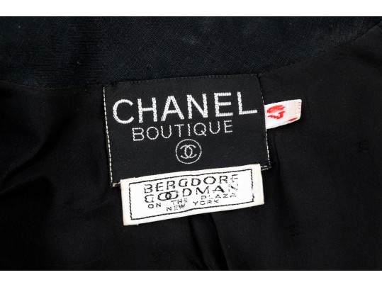 Chanel Boutique Navy Blue Vintage Double Breasted Linen Top, Size 40