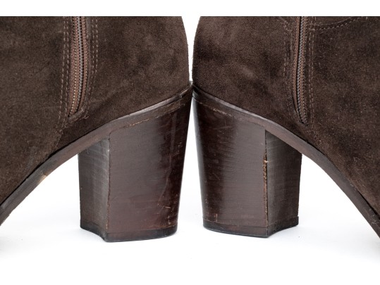 Bruno Ricci Fabulous Thigh High Brown Suede Chunky Heel Boots, Size 41