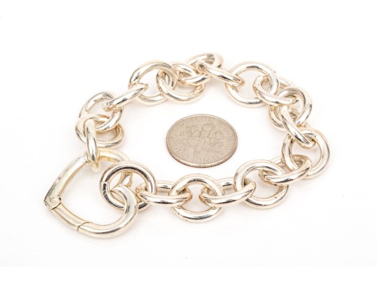 Tiffany & Co. Sterling Silver Chunky Link Bracelet With Heart Form Clasp