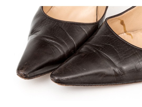 Manolo Blahnik Classic Brown Leather Pumps, Size 41