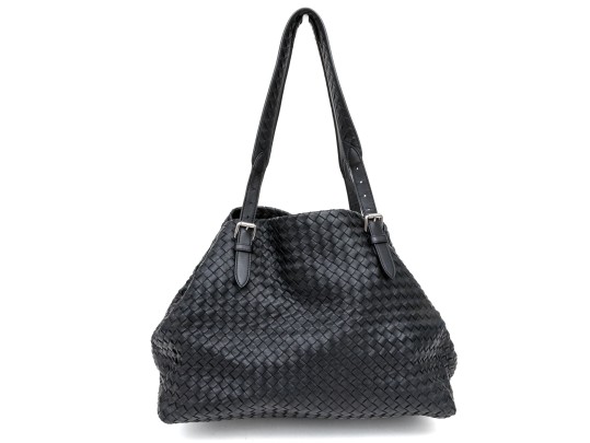 Bottega Veneta Fabulous Ultra Large Black Woven Leather Tote Bag, With Mirror