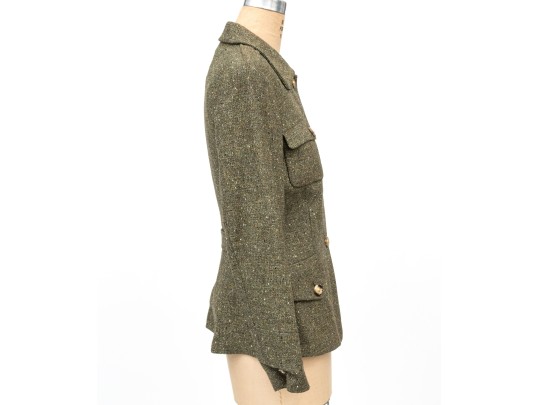 Escada Elements Green Tone Wool Button Front Blazer, Size 40