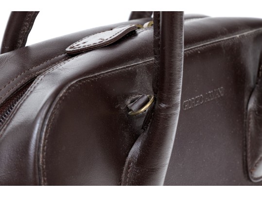 Giorgio Armani Handsome Brown Leather Top Handled Bag
