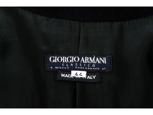 Giorgio Armani Classico Simple Black Three Button Blazer, Size 44