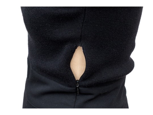 Valentino Miss V. Black Wool Knit And Pleated Long Sleeved Dress