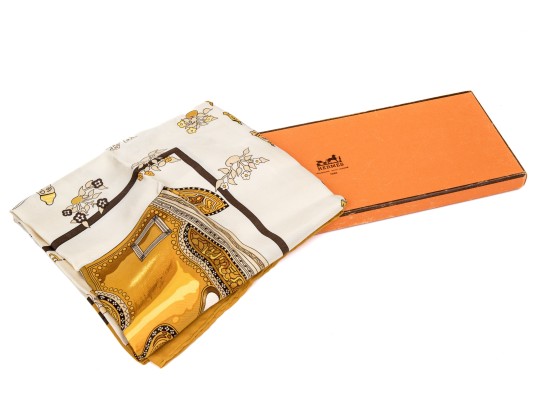 Hermes Magnificent Vintage Brown, Ivory And Gold 