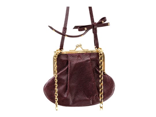 Giorgio Armani Lovely Burgundy Top Handled And Chain Motif Shoulder Purse