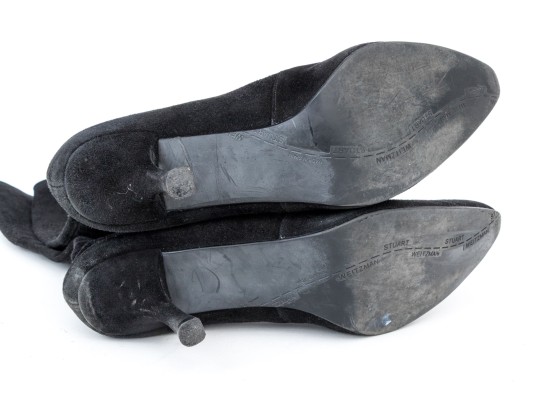 Collection Of Two Pairs Of Black Stuart Weitzman Boots, Leather And Suede, Size 10