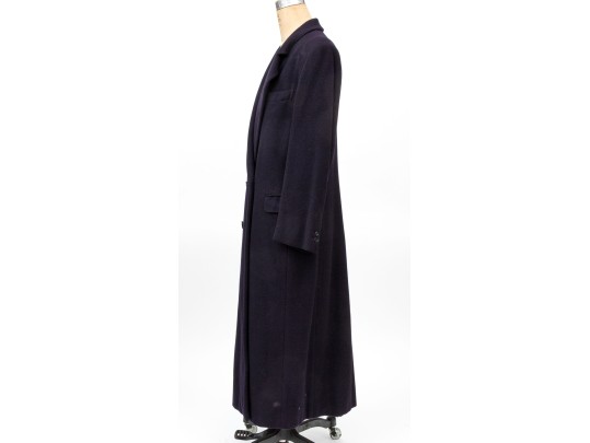 Louis For Women Vintage Blue Cashmere Double Breasted Oversized Long Overcoat, Size 44