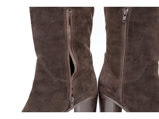 Bruno Ricci Fabulous Thigh High Brown Suede Chunky Heel Boots, Size 41