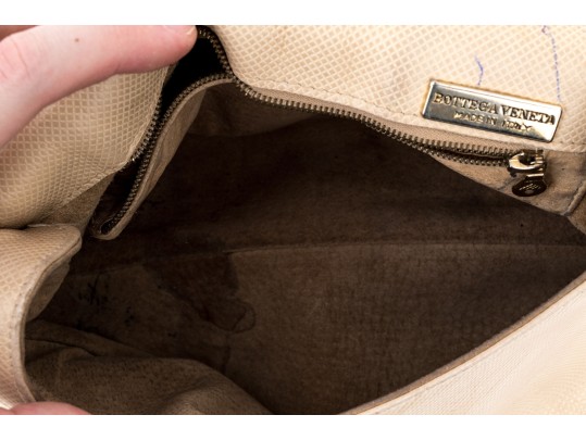 Bottega Veneta Ivory Leather Flap Style Shoulder Bag
