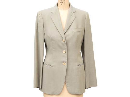 Giorgio Armani Vintage Black Label Tan Wool Button Front Blazer