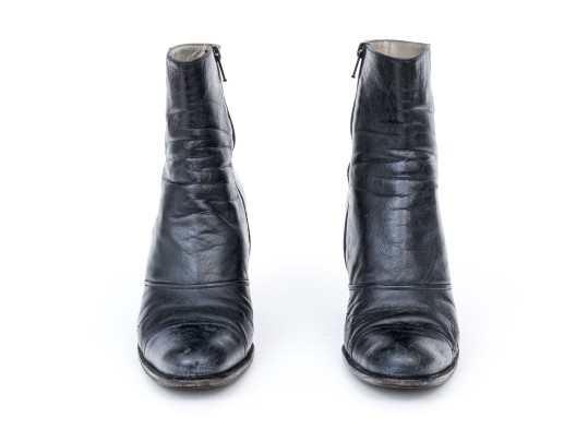 Prada Black Leather Chunky Heeled Zip Up Ankle Boots, Size 40