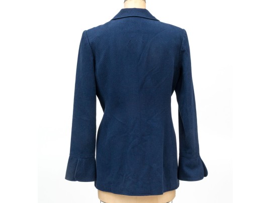 Alease Fisher Blue Cotton Bamboo Button Jacket And Dress Suit, Size 6