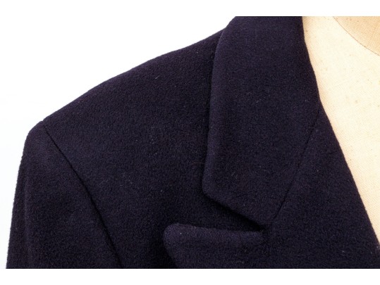 Louis For Women Vintage Blue Cashmere Double Breasted Oversized Long Overcoat, Size 44