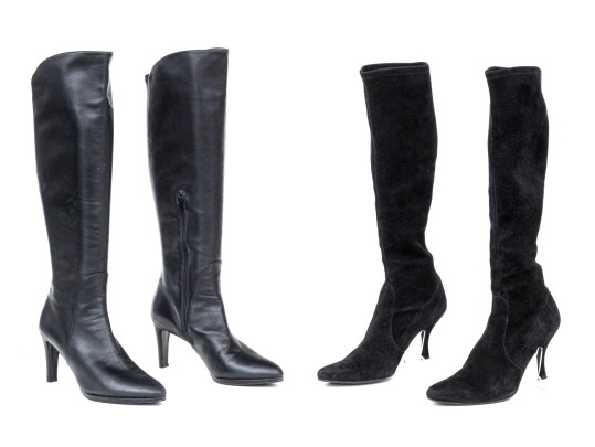 Collection Of Two Pairs Of Black Stuart Weitzman Boots, Leather And Suede, Size 10