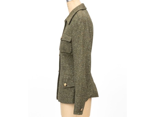 Escada Elements Green Tone Wool Button Front Blazer, Size 40