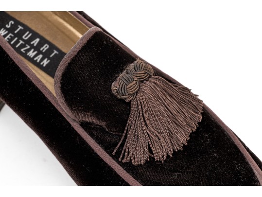 Collection Of Two Pairs Of Velvet Stuart Weitzman Tassel Loafers, Size 10