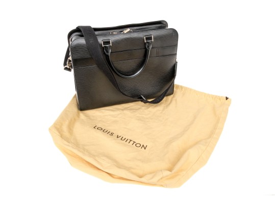 Louis Vuitton Black Epi Leather Top Zip Top Handle Briefcase, With Strap, Authenticated