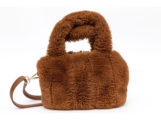 Free People Fun Brownish Orange Fuzzy Tote Bag