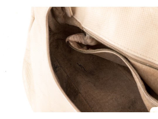 Bottega Veneta Ivory Leather Flap Style Shoulder Bag