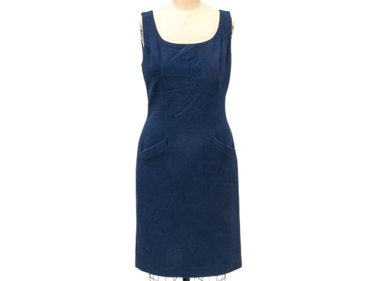 Alease Fisher Blue Cotton Bamboo Button Jacket And Dress Suit, Size 6