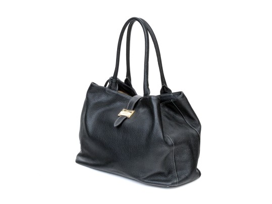Courage B. Black Pebbled Leather Top Handled Tote Bag