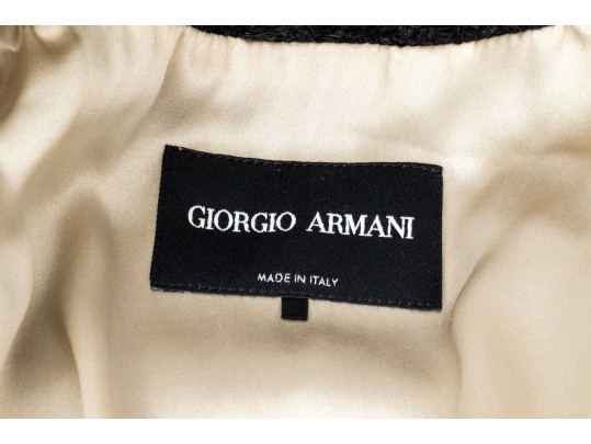 Giorgio Armani Striking Black Sequinned Enhanced Double Breasted Blazer, Size 44