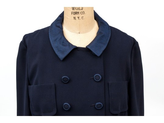 Razooks Soir Noir By Angelica Rueggeberg Blue Double Breasted Coat Dress, Size 38