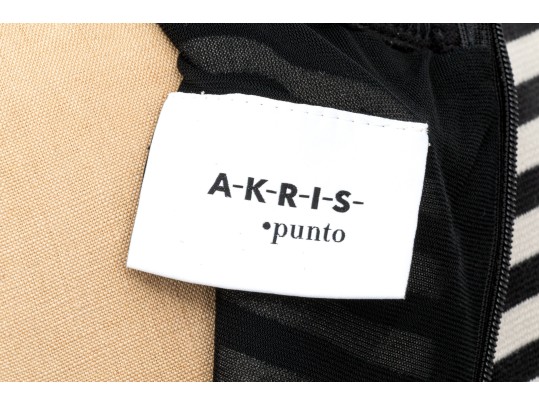 Akris Punto Black And Ivory Short Sleeve Raw Edge Dress, Size 10